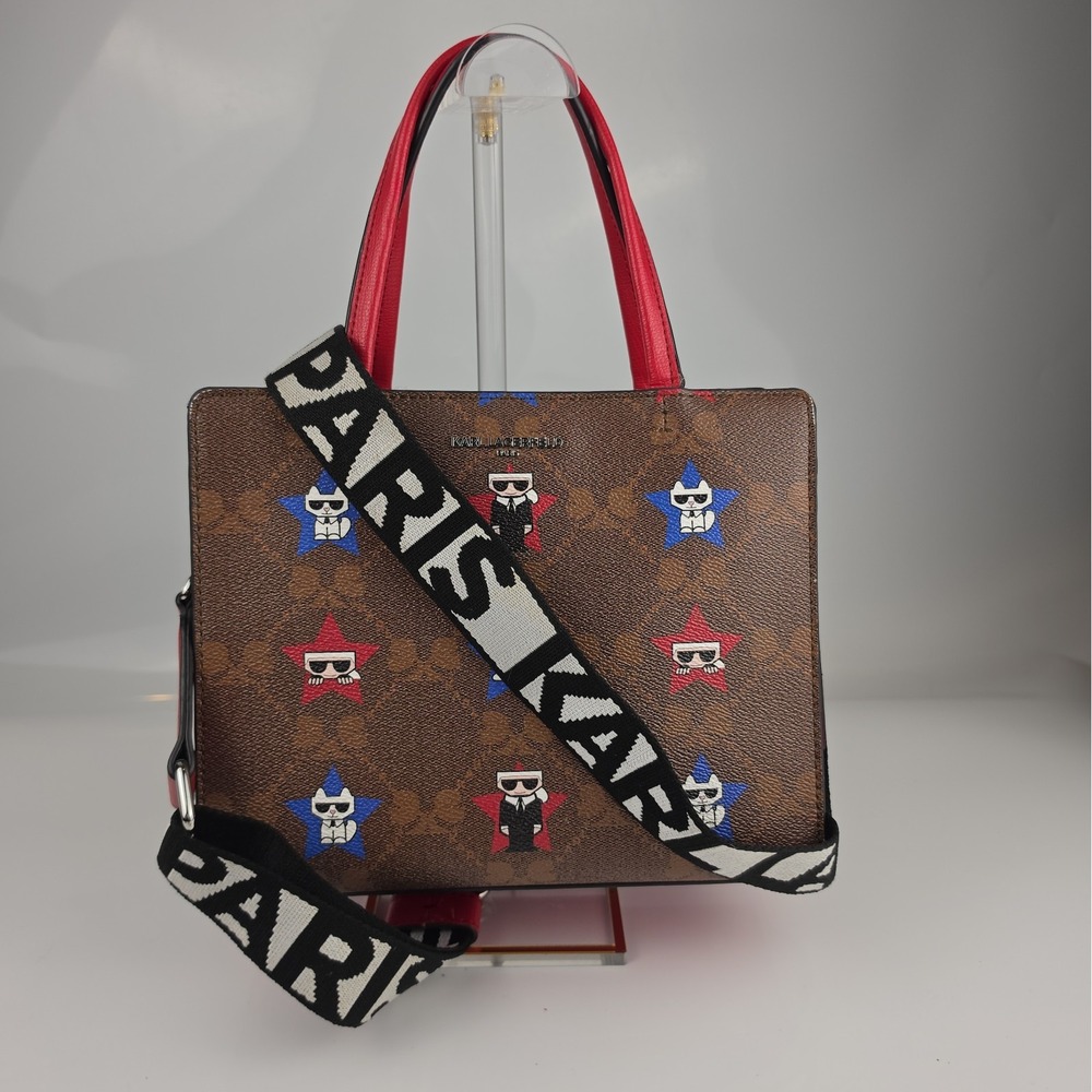 Karl Lagerfeld Paris Maybelle Karlito Star Satchel Crossbody Purse Retail $198